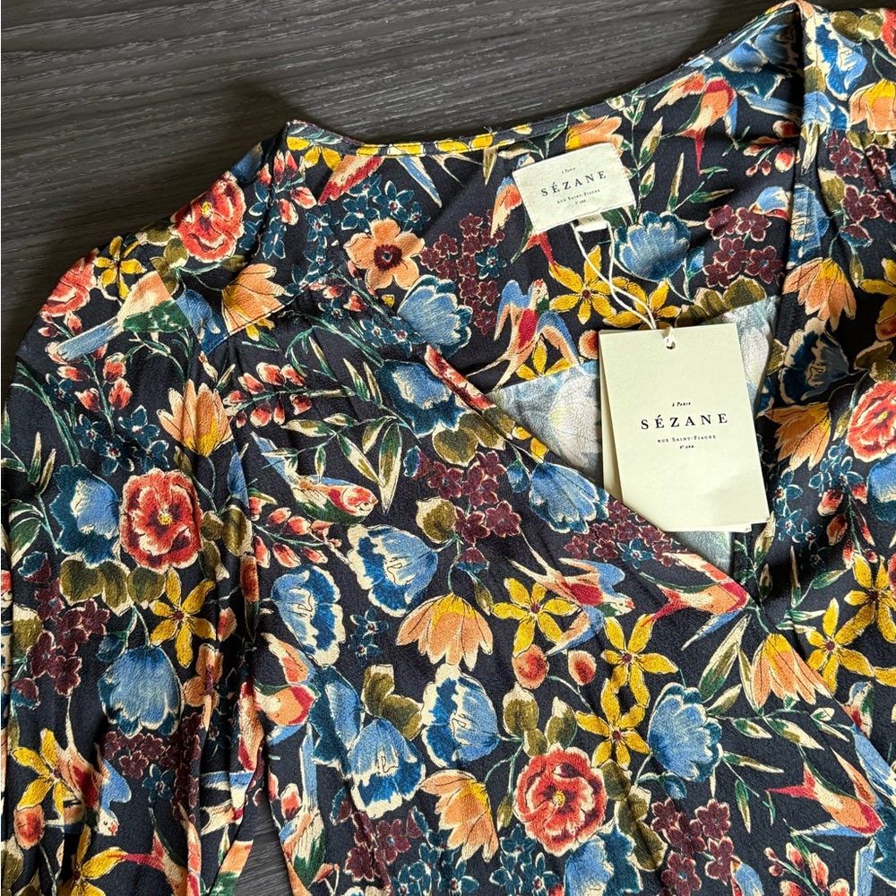 Sèzane NEW DAFNÉ BLOUSE in Birds Printed - Picture 7 of 8